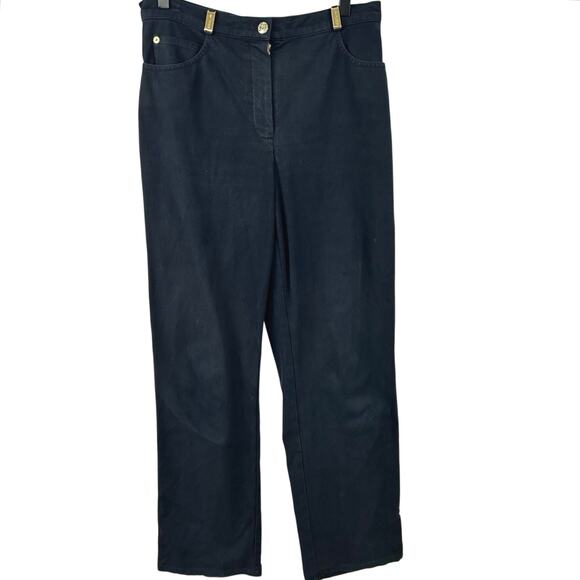St. John Sport Pants - St John Sport Pants Size 6 Black Straight Leg Gold Hardware Minimalist Stretch